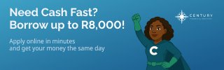 Century Financial Services — borrow up to R8,000, paid out same day